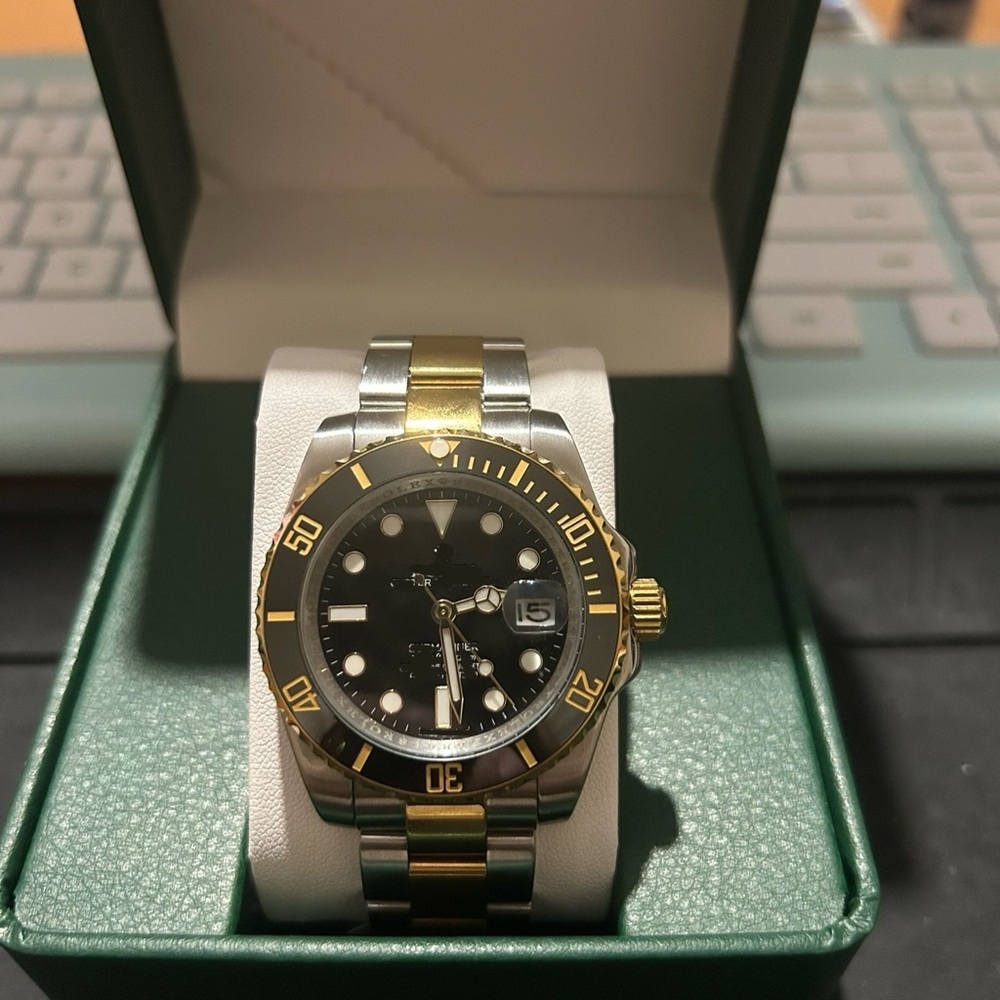Two-Tone Black and Gold Watch